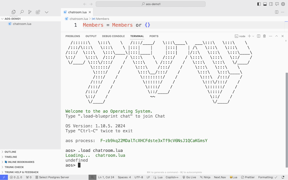 Loading the Chatroom into aos